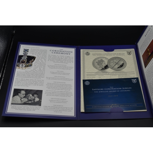 16 - 1953 - 2018 Sapphire Jubilee Coin Collectors Pack includes Six Solid Silver and Gold Plated Coins ea... 