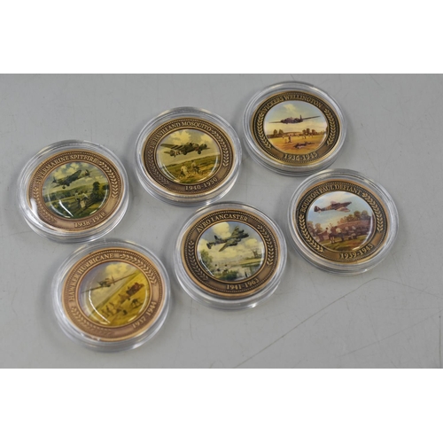 21 - Heroes of The Sky Antique Finished Gold Plated Medallion Collection. Complete in Wooden Presentation... 