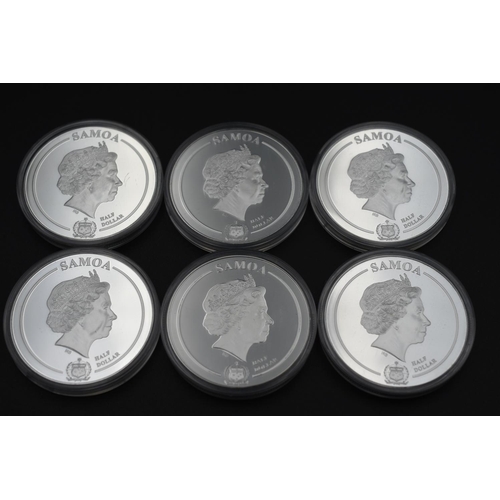 27 - Selection of Six 2020 Harry Potter Samoa Westminster Half Dollar Silver Plated Coins (in cases). Inc... 