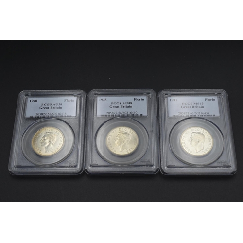 30 - Three PCGS Certified George VI Silver Coins (1940, 1941 & 1945)