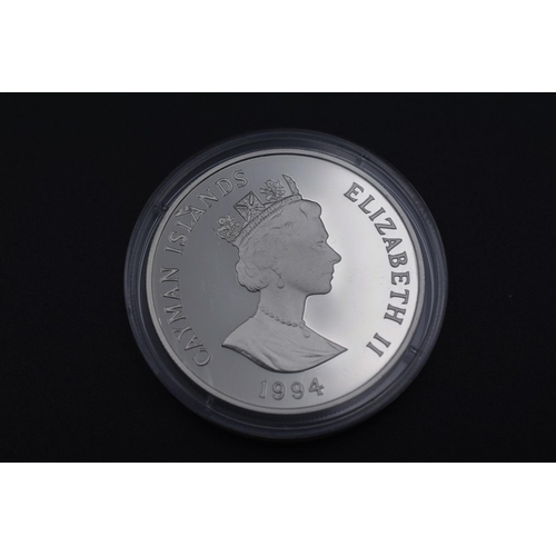 39 - Cayman Islands .925 Silver Proof One Dollar Coin. Commemorating Queen Mother. Complete with Certific... 