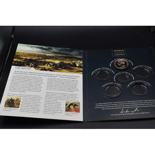 42 - The London Mint Office Battle of Waterloo Coin Case containing Replica Bronze Prince Regent Brillian... 