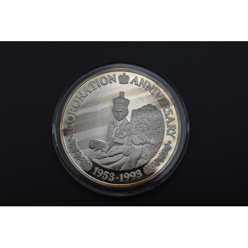 49 - Turks and Caicos 999 Silver 20 Crown Coin for Queen Elizabeth II Coronation Anniversary. Complete wi... 