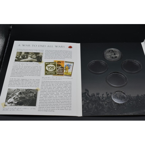 50 - The London Mint A War to End all Wars Coin Case containing a Elizabeth II Lest We Forget One Crown