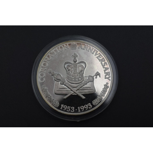 52 - Turks and Caicos 999 Silver 20 Crown Coin for Queen Elizabeth II Coronation Anniversary. Complete wi... 