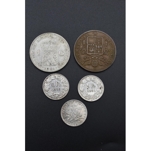 77 - Selection of Swiss and Dutch Coinage including 1924 Dutch Silver Gilder, and Swiss Silver 1/2 Francs