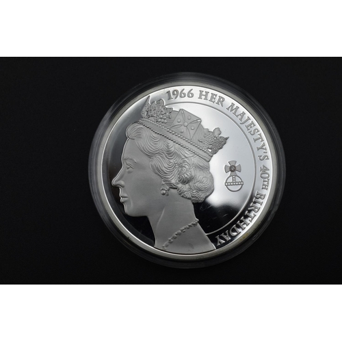 86 - Elizabeth II Silver Plated 50mm proof Medal inset with Genuine Diamond complete with Certificate