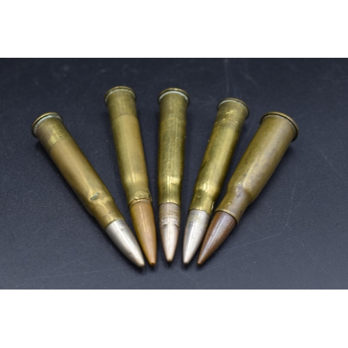 68 - Five Inert WWI Period Bullets. Three Dated 1915, one Dated 1917 and one Dated 1909.