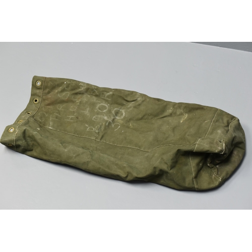 80 - Korean War Period B British Army Green Canvas Kitbag dated 1952, Named to TPR Scott HQ Squadron, Roy... 