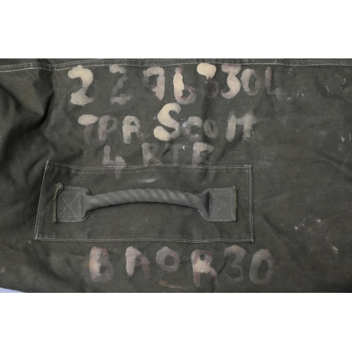 80 - Korean War Period B British Army Green Canvas Kitbag dated 1952, Named to TPR Scott HQ Squadron, Roy... 