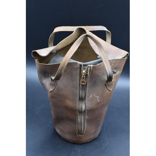 82 - WWII British Civilian Gas Mask contained in a Leather Zip up Case