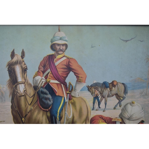 133 - Original 19th Century British Military Print of Dragoons in the Egyptian Campaign. In Original Frame... 