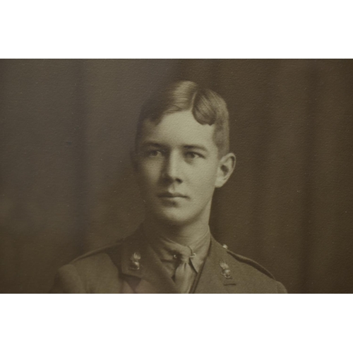 137 - Very Large Framed Original WW1 Photograph of a Young British Army Officer in Uniform. In the origina... 