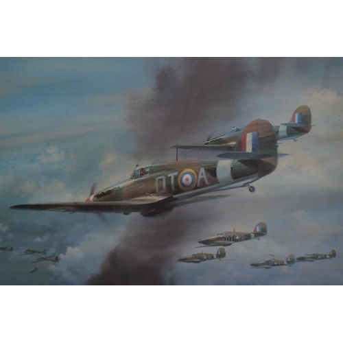 138 - Frank Wootton Limited Edition Framed Print, entitled Hurricane Mk1, Bob Stanford Tuck leading 257 Sq... 