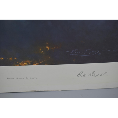 140 - Robert Taylor Signed Limited Edition Print, entitled Lancaster Under Attack. Signed by Bill Reid VC ... 