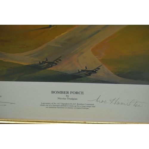 141 - Nicholas Trudging Signed Limited Edition Print entitled Bomber Force, Lancaster's of 617 Squadron. N... 