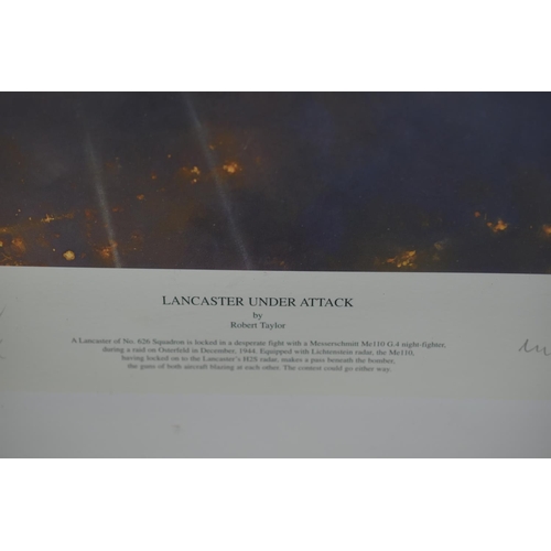 142 - Robert Taylor Limited Edition Framed Print entitled Lancaster Under Attack, signed by the Artist and... 