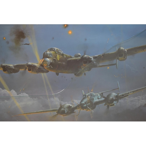 142 - Robert Taylor Limited Edition Framed Print entitled Lancaster Under Attack, signed by the Artist and... 