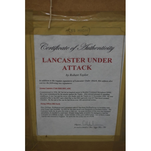 142 - Robert Taylor Limited Edition Framed Print entitled Lancaster Under Attack, signed by the Artist and... 