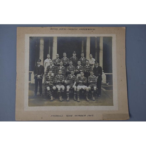 153 - Large Original WWI Photograph of a Royal Navy College, Greenwich Football Team October 1917 38cm x 3... 