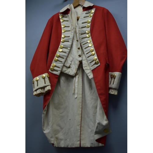 155 - Antique Red and White Wool British Army Officers Coat, with Single Gold Bullion GR Epaulette. Also w... 