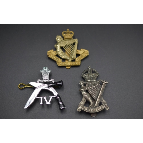 158 - Three Military Badges including 5th Gurkhas Rifles, and the Kings Royal Irish Hussars