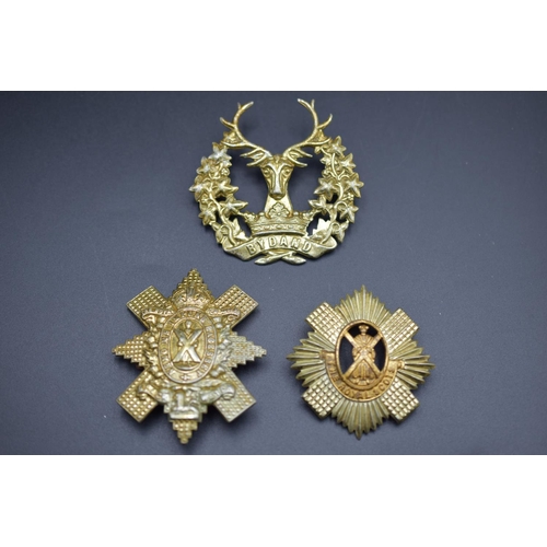 175 - Three Scottish Cap Badges includes, The Royal Scots, Gordon Highlanders and Blackwatch