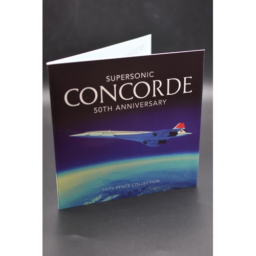 70 - Brilliant Uncirculated Supersonic Concorde 50th Anniversary 50 Pence Collection