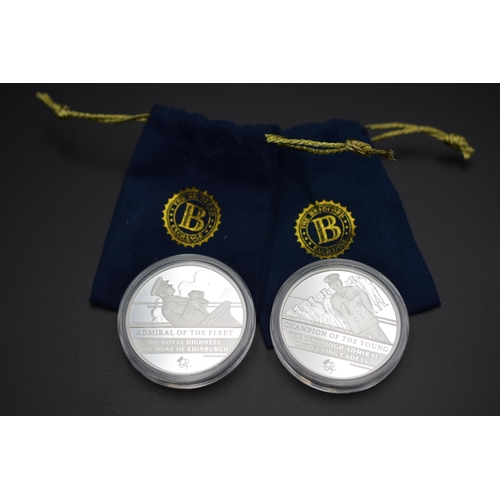 73 - Two 2021 Ascension Island One Crown Coins. Prince Philip Admiral of The Fleet and Champion of The Yo... 