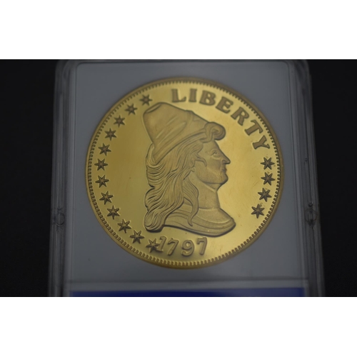 77 - American Mint 1797 24k Gold Plated Replica Turban Head Eagle Complete with Certificate