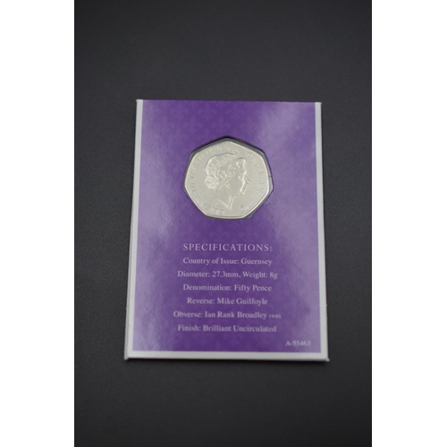 80 - Brilliant Uncirculated Platinum Jubilee Fifty Pence Coin. Caritas, In all Things Charity.