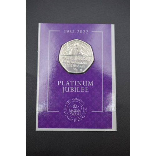 81 - Brilliant Uncirculated Platinum Jubilee Fifty Pence Coin. Animus, by Wisdom and Courage.