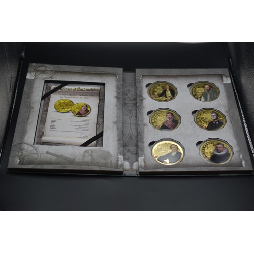 84 - Complete Collection of 6 24ct Gold Plated Proof set of The Worlds Greatest Explorers complete with C... 