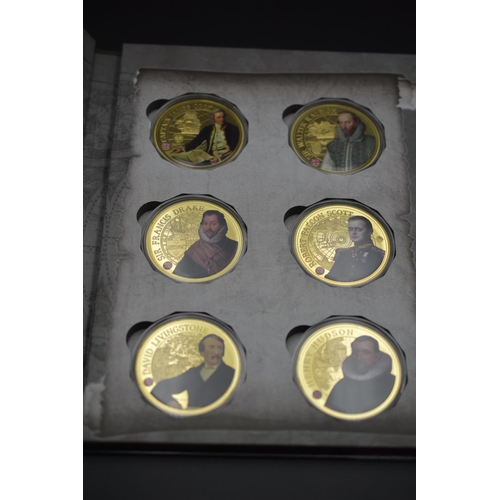 84 - Complete Collection of 6 24ct Gold Plated Proof set of The Worlds Greatest Explorers complete with C... 