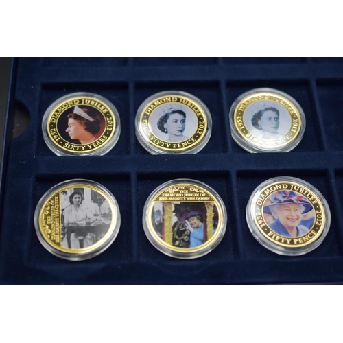 85 - Six Elizabeth II Diamond Jubilee Gold Plated Proof Like Coins Complete with Capsules, Some Certifica... 