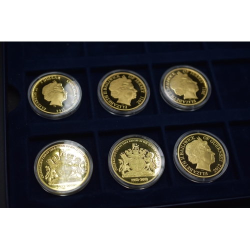 85 - Six Elizabeth II Diamond Jubilee Gold Plated Proof Like Coins Complete with Capsules, Some Certifica... 