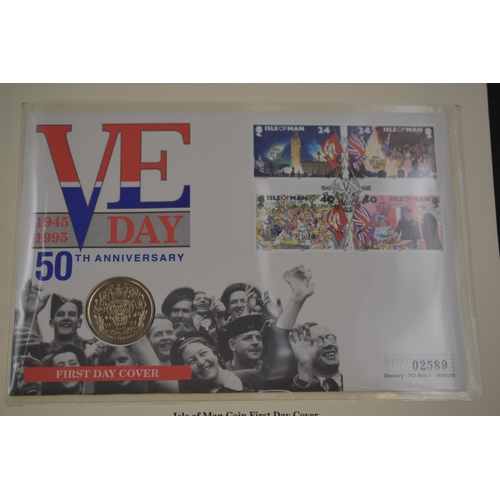 90 - Folder Containing The History of World War II Collection of First Day Cover Coins. Includes D Day 50... 