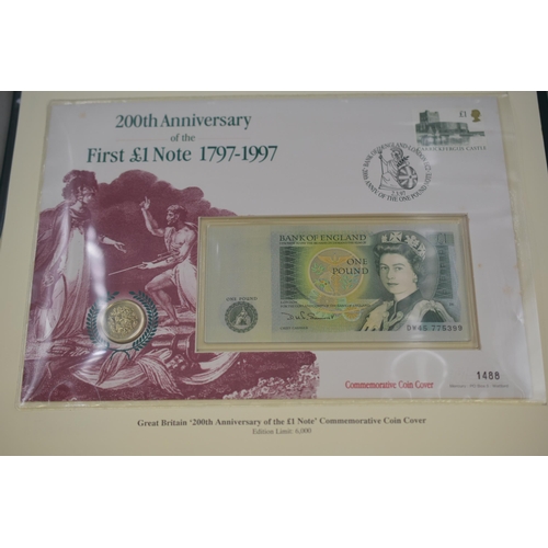 91 - Folder Containing The British Isles Coin Cover Collection. Includes English One Pound Coin, Northern... 