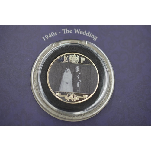 91A - Elizabeth II Platinum Wedding Anniversary Case containing the 1940s Wedding Half Crown