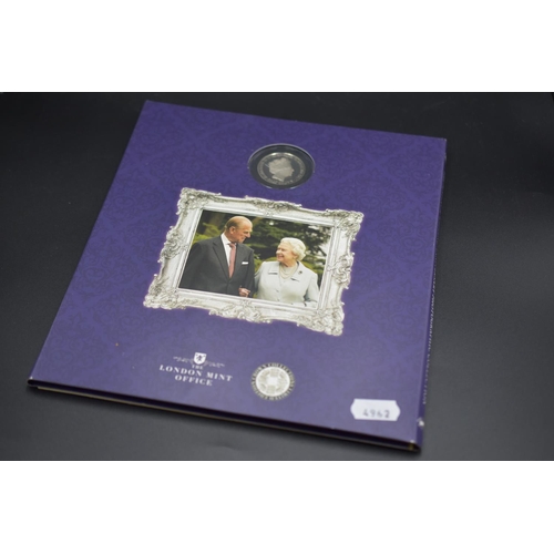 91A - Elizabeth II Platinum Wedding Anniversary Case containing the 1940s Wedding Half Crown