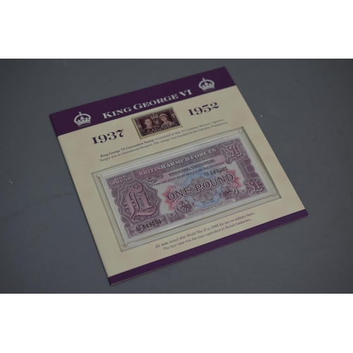 80 - King George VI Coronation Stamp Set, also includes One Pound Note and a Selection of Pre-Decimal Coi... 