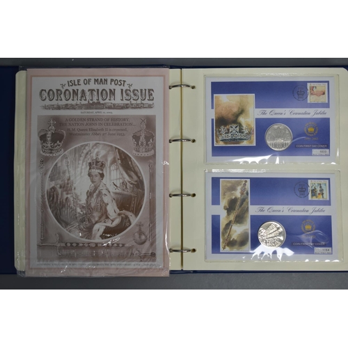 86 - Album Containing a Set of First Day Covers and Commemorative Coins for Queen Elizabeth II Coronation... 