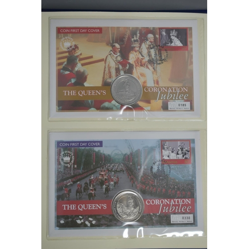 86 - Album Containing a Set of First Day Covers and Commemorative Coins for Queen Elizabeth II Coronation... 