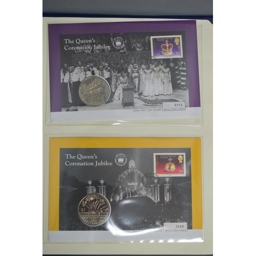 86 - Album Containing a Set of First Day Covers and Commemorative Coins for Queen Elizabeth II Coronation... 