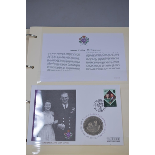 88 - Full Album Containing a Selection of Coin and Stamp Covers for Queen Elizabeth Diamond Wedding Anniv... 