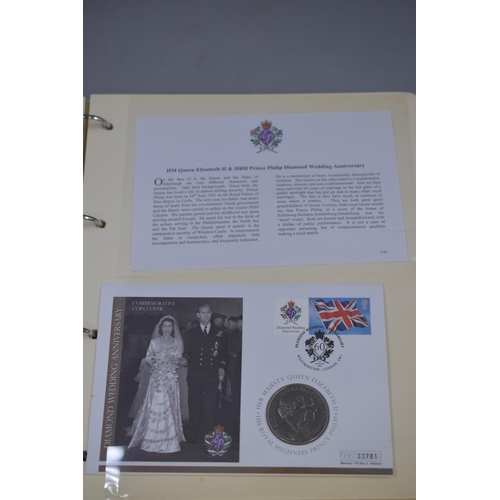 88 - Full Album Containing a Selection of Coin and Stamp Covers for Queen Elizabeth Diamond Wedding Anniv... 