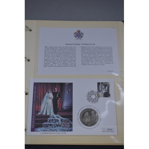 88 - Full Album Containing a Selection of Coin and Stamp Covers for Queen Elizabeth Diamond Wedding Anniv... 