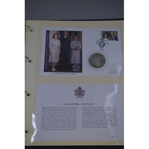 88 - Full Album Containing a Selection of Coin and Stamp Covers for Queen Elizabeth Diamond Wedding Anniv... 