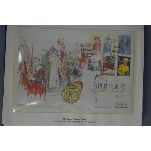 101 - Album Containing a Selection of Coins and First Day Covers for Queen Elizabeth II Golden Jubilee. In... 