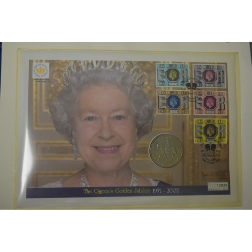 101 - Album Containing a Selection of Coins and First Day Covers for Queen Elizabeth II Golden Jubilee. In... 